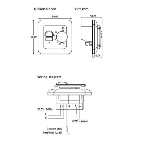 Manual Thermostat | White | MT26 | 3m Sensor Wire